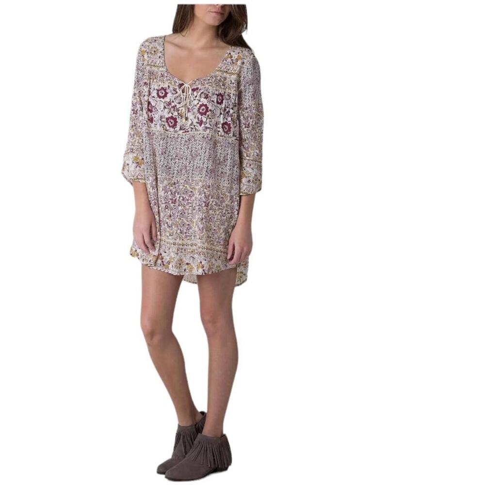 Billabong Floral Print Boho Mini Dress Loose Fit Size Small